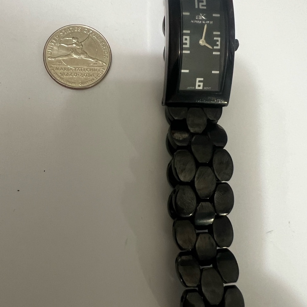 (166)Vintage Adee Kaye Rectangular Black and Silver Watch…Ak4074-L - Picture 3 of 10